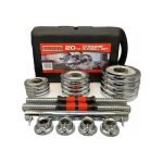 Kit De Mancuernas Cromadas 20Kg SC-80054 + Muñequeras De Compresión Focus