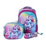Trio Escolar Maleta, Lonchera, Cartuchera Unicornio WL-1919 BluM