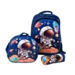 Trio Escolar Maleta, Lonchera, Cartuchera Astronauta WL-1904 BluM