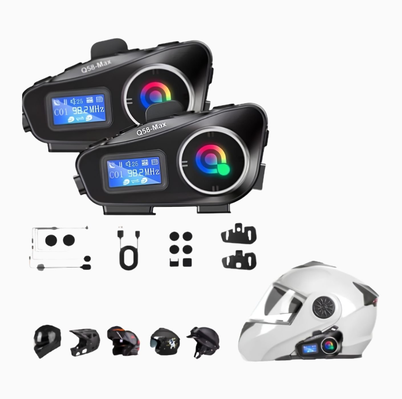 1 Intercomunicador Para Moto Doble Q58 Max Huge - Imagen 1