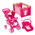 Set De Muñecas Doll Kit Cuna Coche Portabebe Unicornio Prinsel Redicol