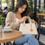 Bolso De Mano Elegante CH Beige BluM - Imagen 6